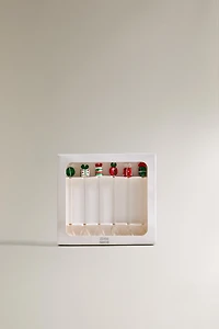 SET OF GLASS CHRISTMAS DESSERT SPOONS (SET OF 6)