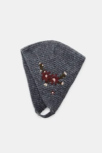 BONNET EN MAILLE BRODERIE FLEURS