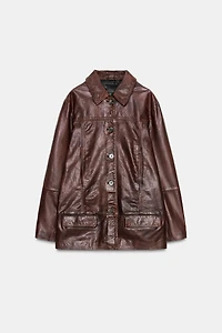 VESTE EN CUIR DÉLAVÉ