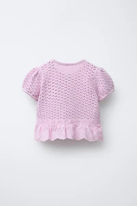 LACE TRIM BOW CARDIGAN