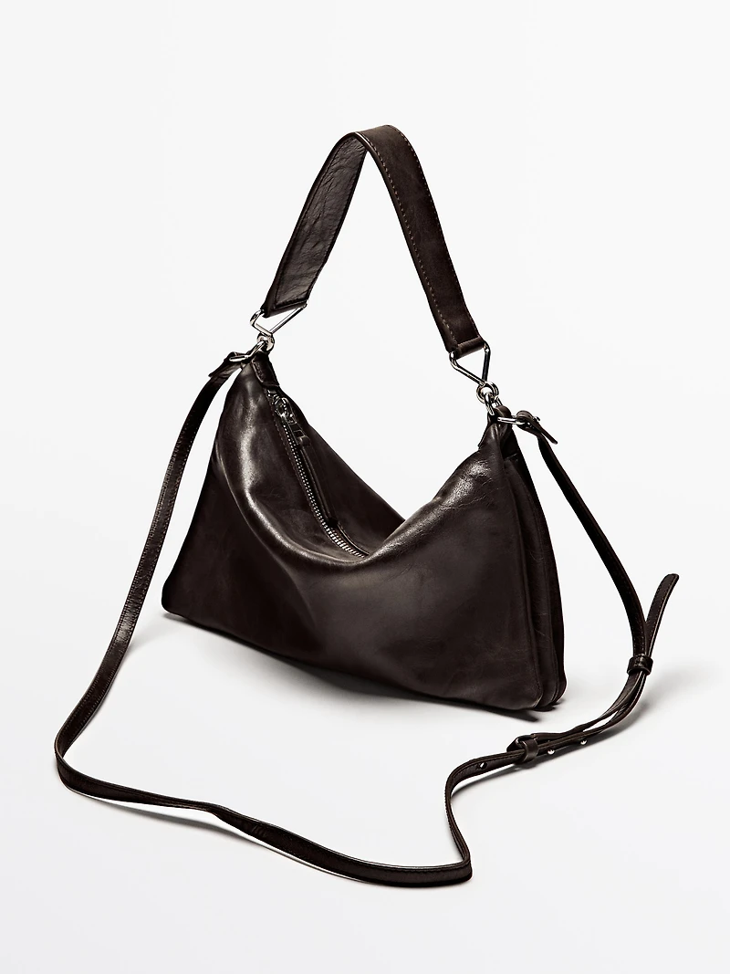 Petit sac compartimenté en cuir nappa