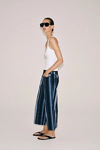 ZW COLLECTION MID-RISE STRIPED CULOTTE JEANS