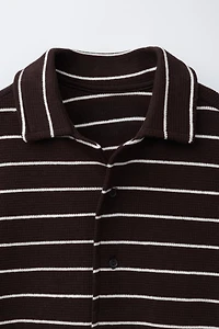 STRIPED WAFFLE SHIRT AND BERMUDA SET