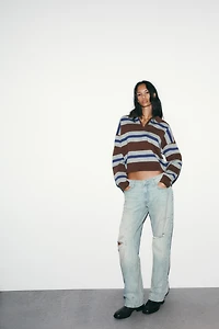 STRIPED POLO SWEATER