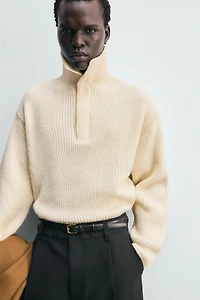 TEXTURED MOCK NECK JUMPER