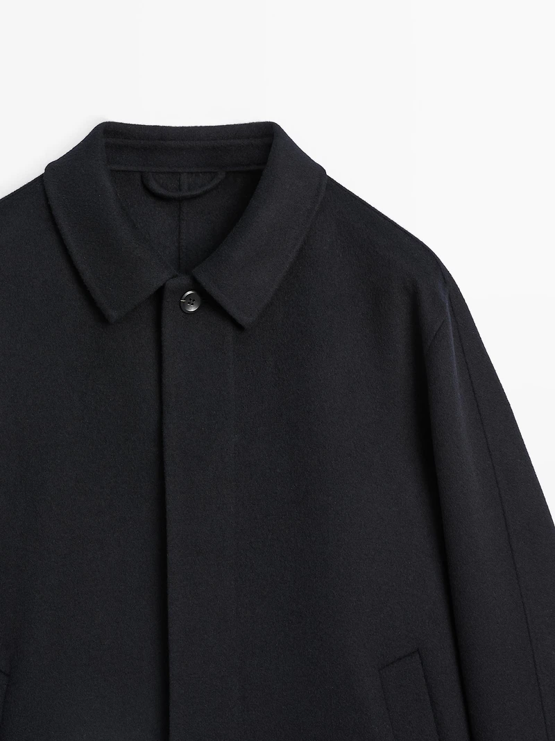 Manteau court laine mélangée
