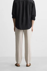 100% LINEN PLEATED PANTS