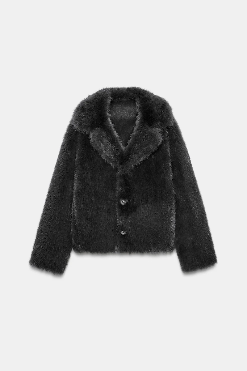 REVERSIBLE FAUX FUR SHORT COAT