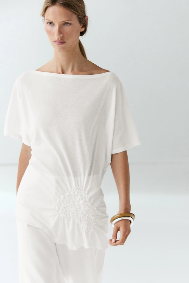 Asymmetric top with embroidered detail