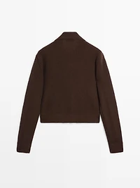 Contrast knit and sheepskin jacket