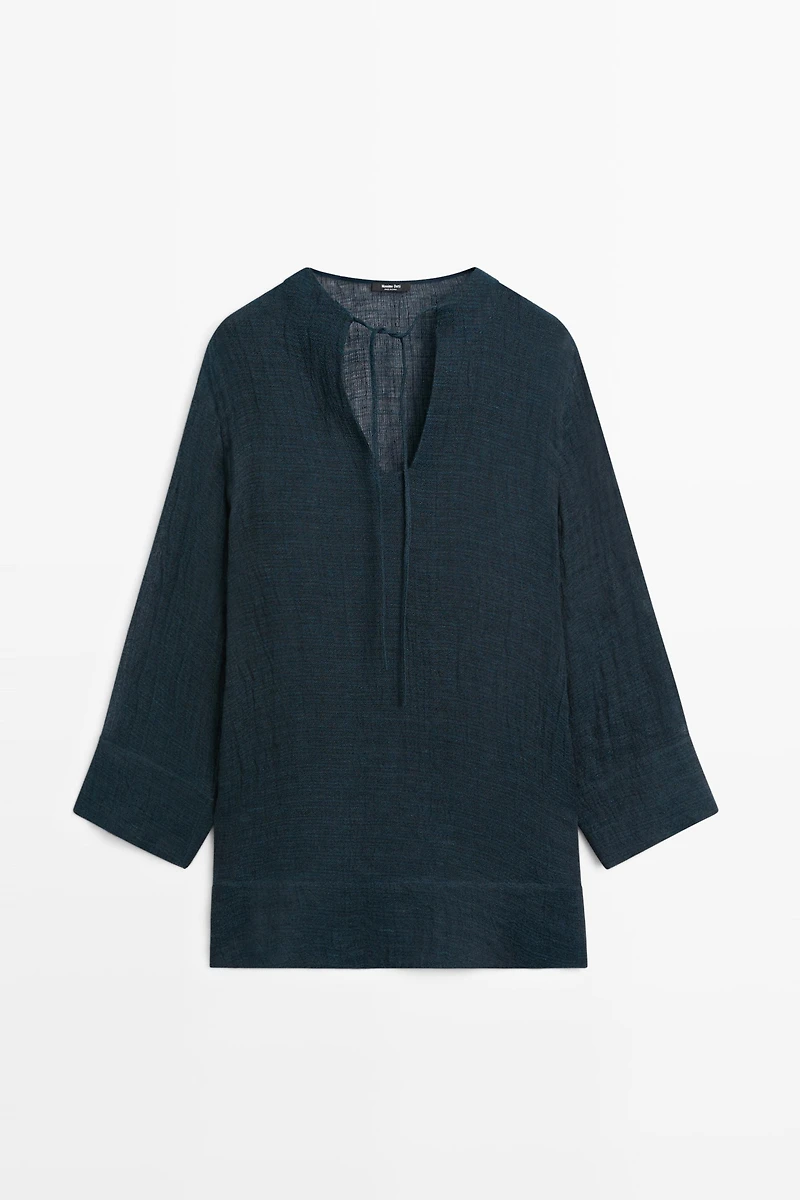 100% linen flowy mini dress