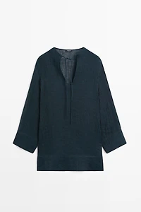 100% linen flowy mini dress