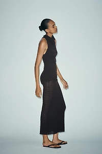 TEXTURED HALTER LONG DRESS
