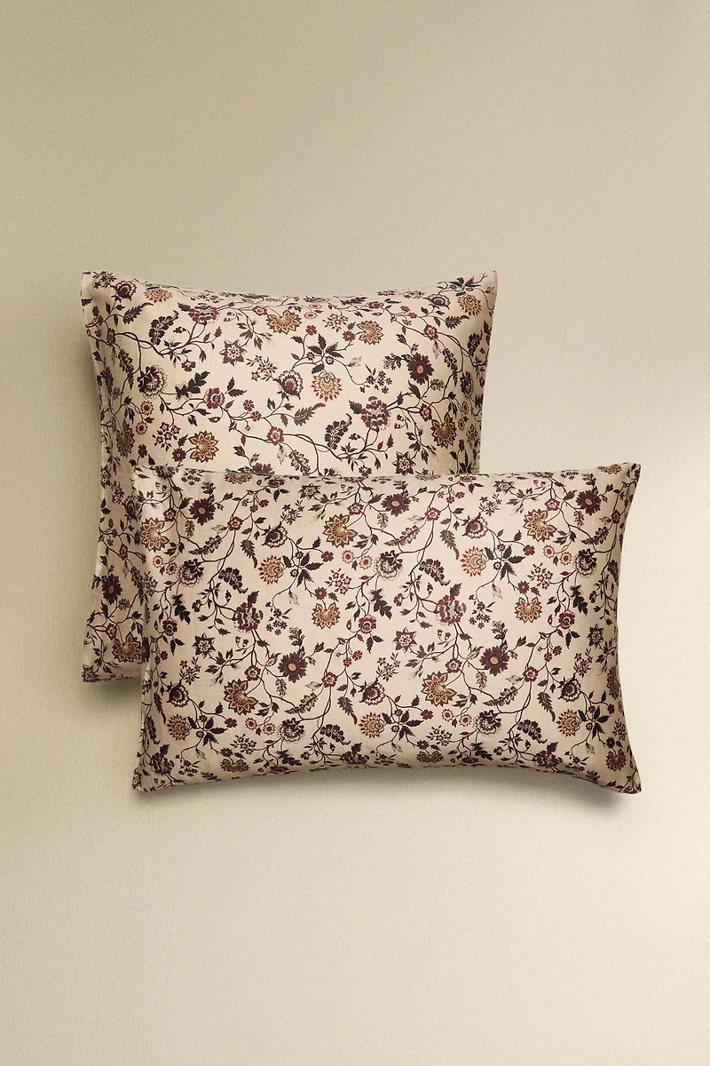 TAIE D’OREILLER SATIN IMPRIMÉ FLEUR