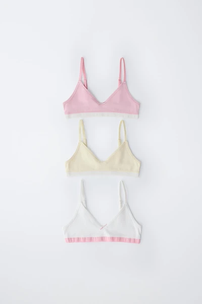 AGES 9-14/ THREE-PACK OF CONTRAST BRALETTES