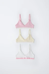 AGES 9-14/ THREE-PACK OF CONTRAST BRALETTES
