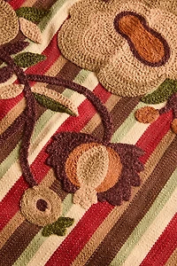 STRIPED AND FLORAL EMBROIDERY TABLECLOTH