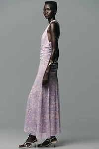 PRINTED TULLE MAXI DRESS