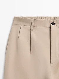 Pantalon à pinces en coton mélangé