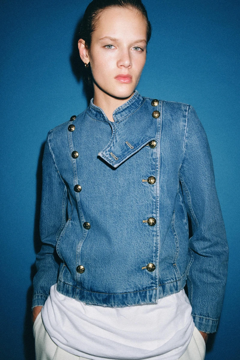 ZW COLLECTION SHOULDER PAD DENIM JACKET