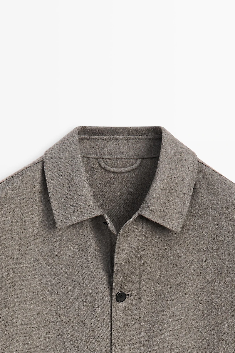Wool blend overshirt with button detail