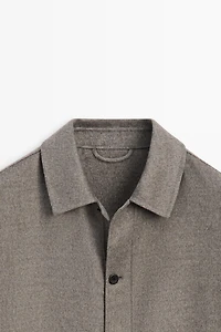 Wool blend overshirt with button detail