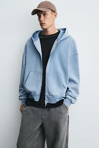 SWEAT DÉLAVÉ ZIPPÉ À CAPUCHE