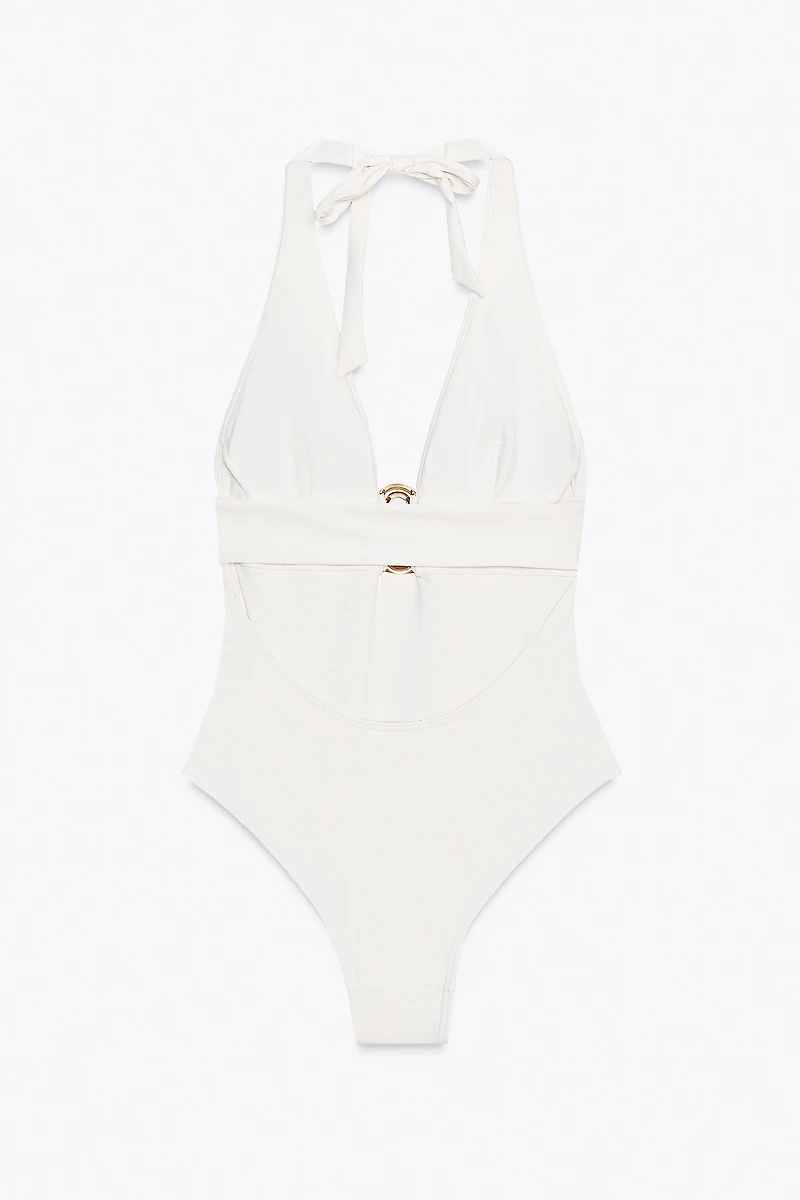 HALTER SWIMSUIT WITH METAL DETAIL