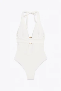 HALTER SWIMSUIT WITH METAL DETAIL