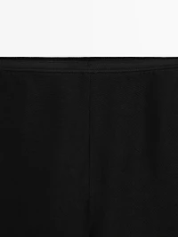 Linen blend trousers with elastic waistband