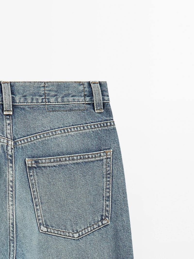 Jean flare taille haute coton