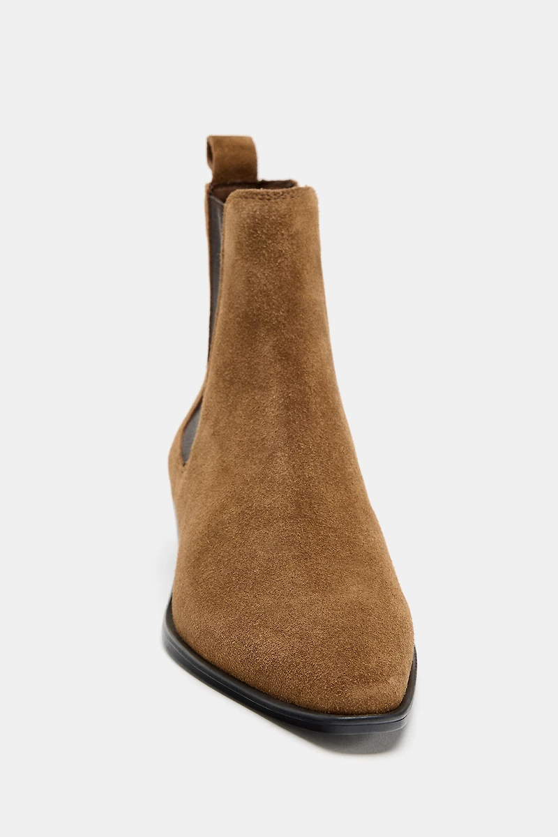 SPLIT LEATHER CHELSEA ANKLE BOOTS