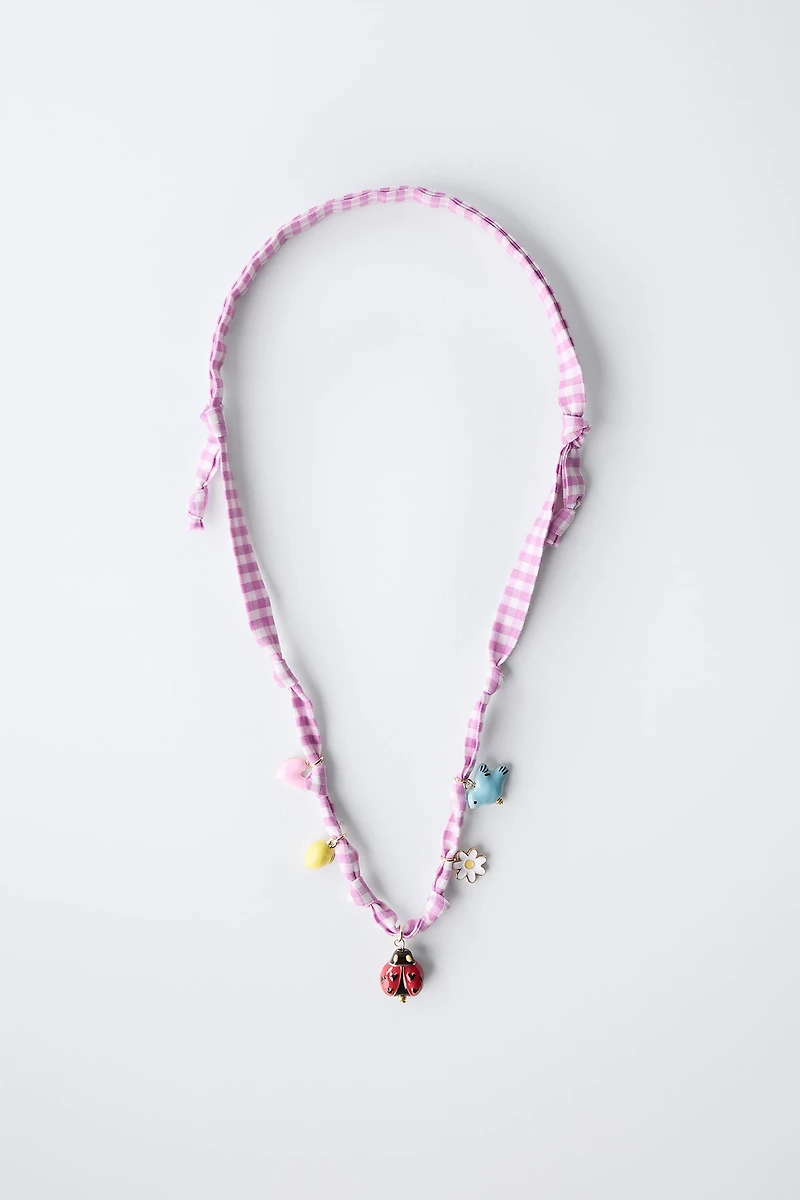 GINGHAM BEAD NECKLACE