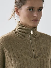 100% cashmere high neck sweater with zip