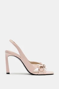 SANDALES À TALONS EN CUIR AVEC NŒUD