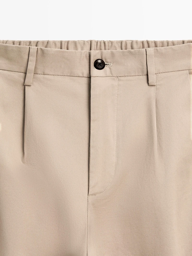 Cotton blend darted trousers