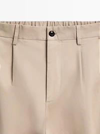 Cotton blend darted trousers