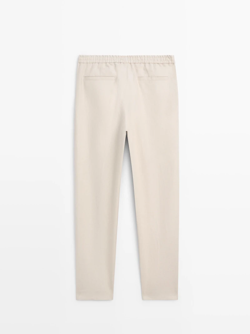 Pantalon total look détail taille lin