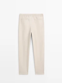 Pantalon total look détail taille lin