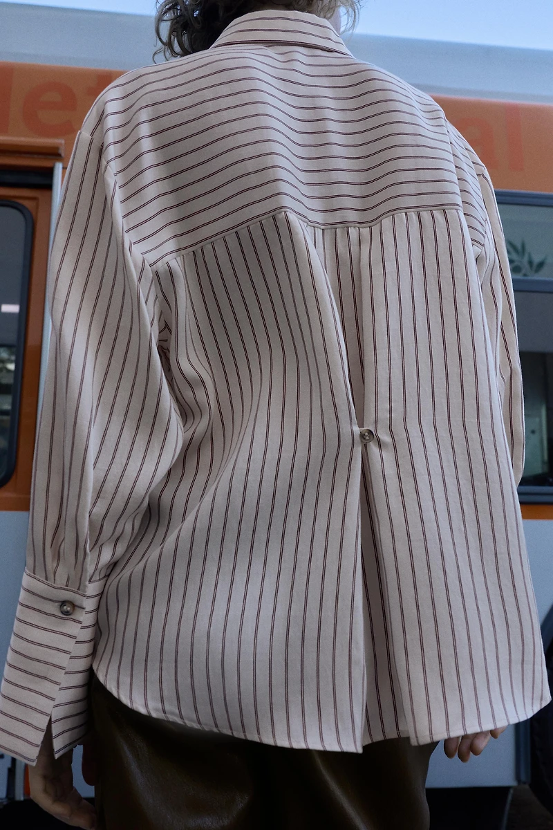 STRIPED SHIRT WITH WIDE CUFFS