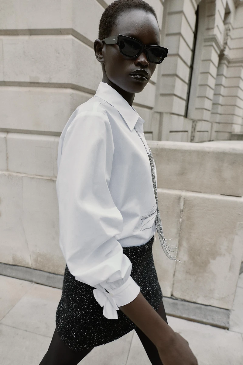 POPLIN SHIRT WITH TIES