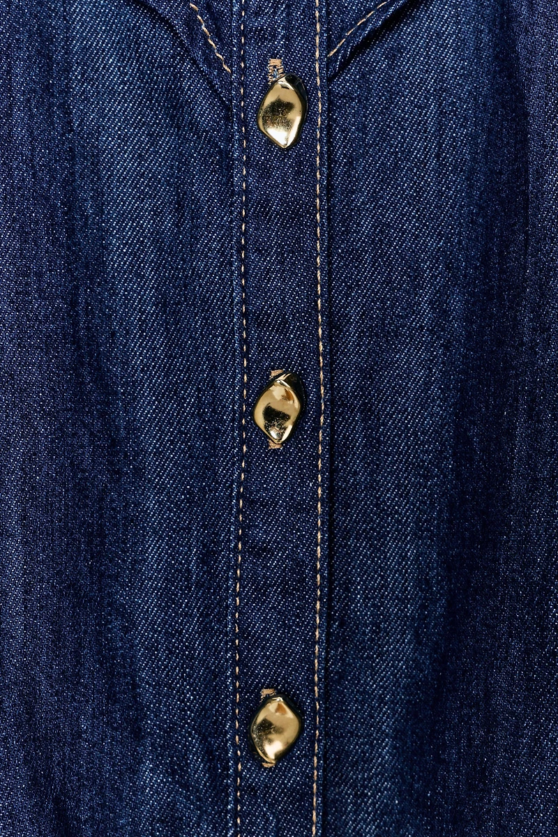 Z1975 DENIM RUFFLED SHIRT