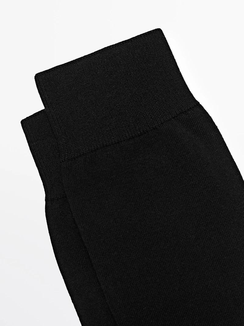 Plain knit cotton blend socks