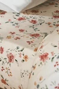 FLORAL PERCALE COTTON FLAT SHEET (200 THREAD COUNT)