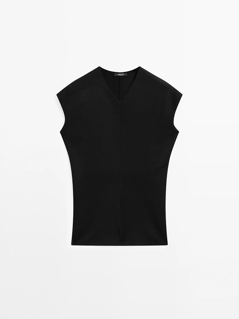 V-neck knit top