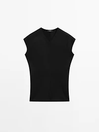 V-neck knit top