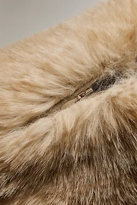 FAUX FUR PILLOW COVER WITH VEIN PRINT