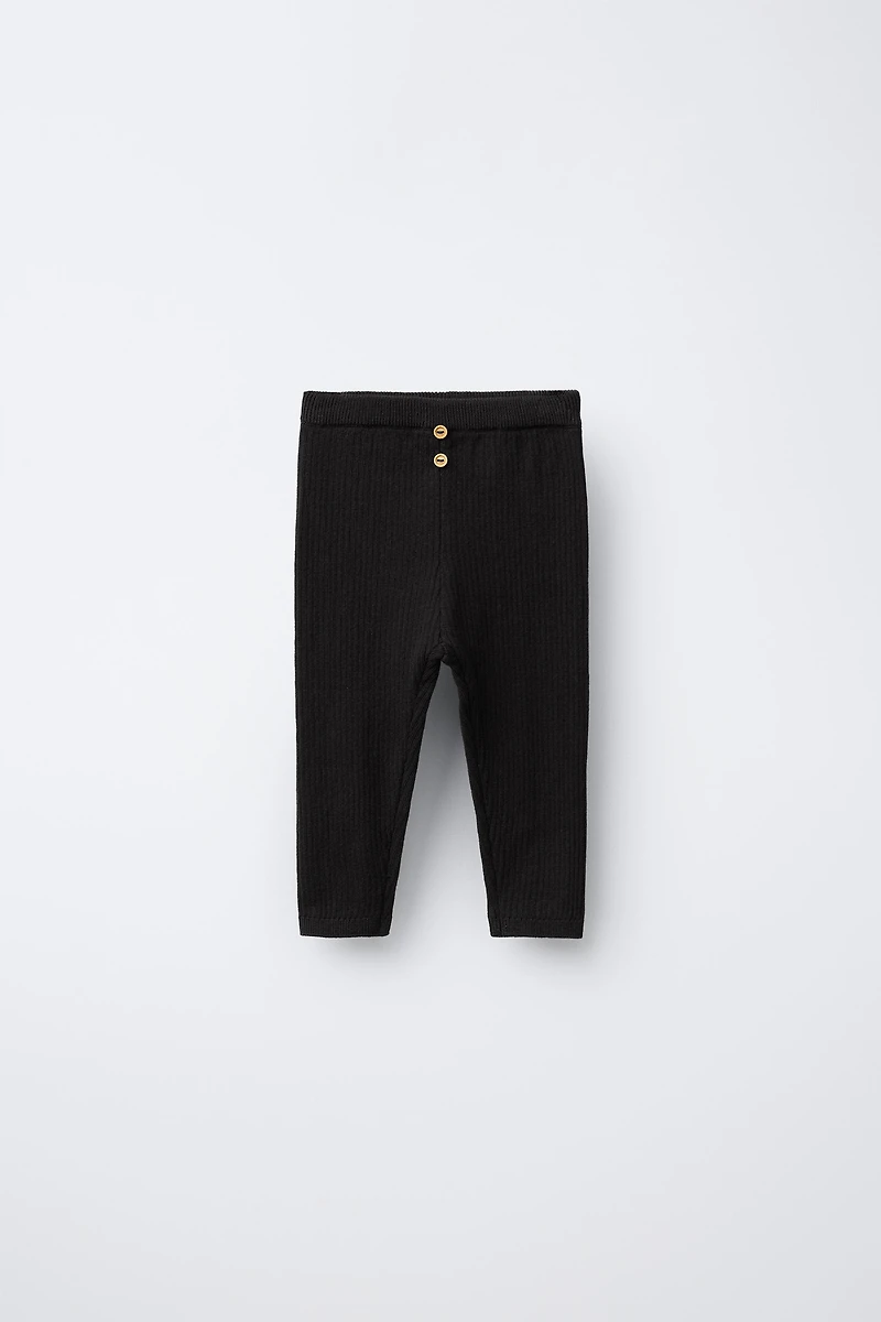 RIBBED LEGGINGS WITH BUTTONS