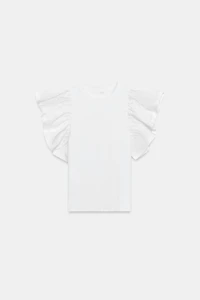 COMBINATION RIB RUFFLE T-SHIRT
