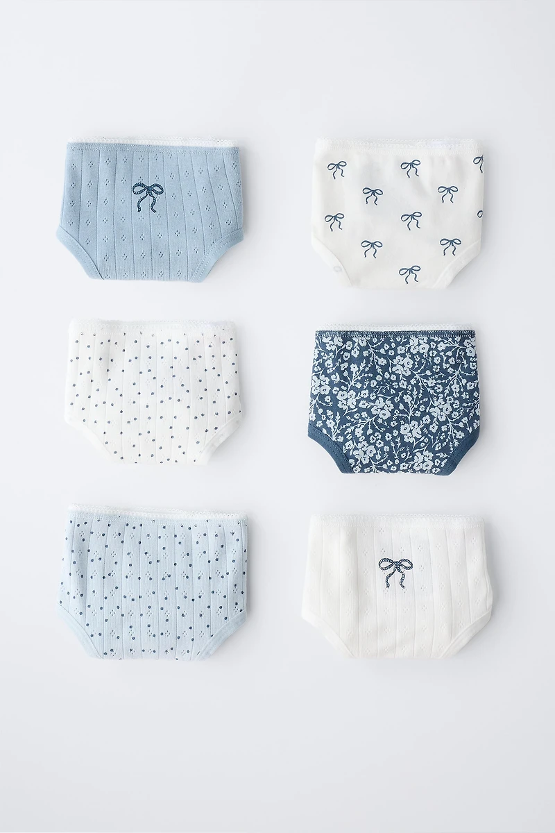 2-6 YEARS / SIX-PACK OF BOW UNDERWEAR